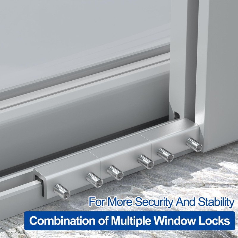 RELIANCER 8 Sets Sliding Window Locks,Aluminum Security Door Window Stoppers,Adjustable