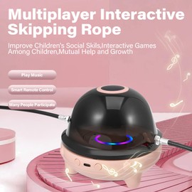 Elektronische Springseil Maschine mit Zähler für Kinder, Smart Jump Rope Machine mit Fernbedienung 1-10 Geschwindigkeitsstufen, LED-Bildschirm, Bluetooth Musik, Farblicht, Skipzone Seilspringen Kinder