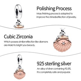 PANWOB 2023 Sea Shell Treated Freshwater Cultured Pearl Dangle Charm for Women Bracelets Necklaces in 925 Sterling Silver,Mother