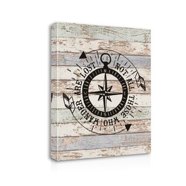 Funny Not All Those Who Wander are Lost Canvas Wall Art Prints Artwork Signs Framed for Camper Decor RV Room Bathroom Nautical Compass Decor, 11 X 14 inch, Campers Gifts, Camper Canvas Wall Decor