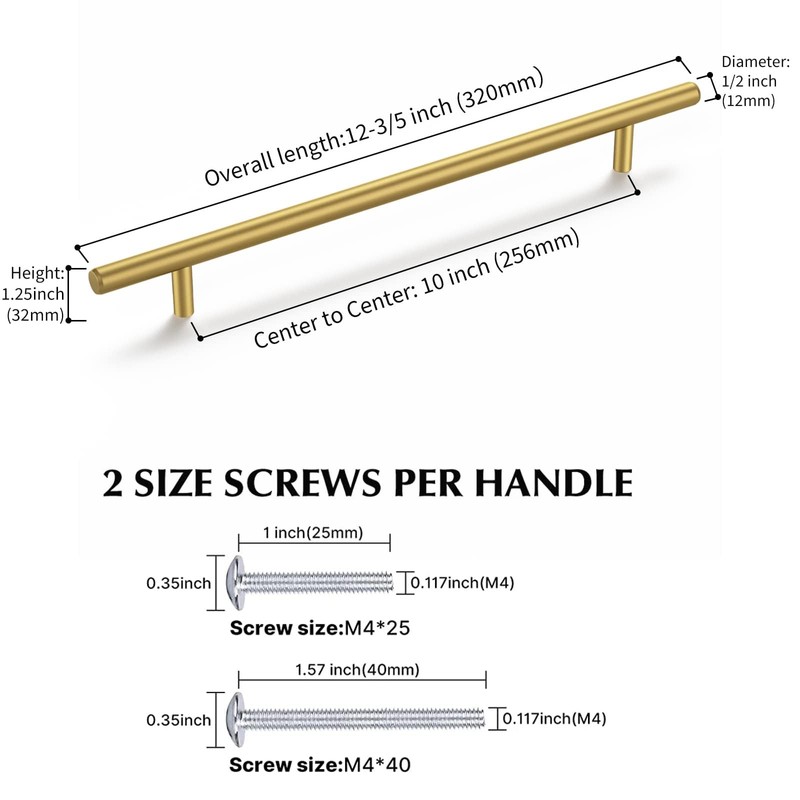Haliwu 10 Pack Cabinet Handles Brass Gold Cabinet Pulls 10