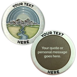 Personalizable Color Sobriety Token | Customizable Chips & Medallions | Antique Silver Finish (Mountain Stream)