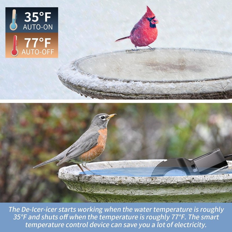 GUEOQTC 3PCS 250 Watt Bird Bath De-Icer with Thermostat, Cast