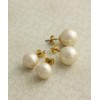 Vingtaine P14-27-10E Single Grain Cotton Pearl Earrings 0.4 inches (10