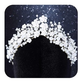 Kilshye Flower Wedding Tiaras and Crowns Silver Pearl Bridal Headpiece Princess Prom Headband for Women and Girls