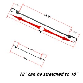 Tiousmoky 11.8" Rubber Bungee Cords Pp Heavy Duty Tarp Straps with Vinyl-Coated Hooks (18” Max Stretch) for Outdoor, Tarp Covers, Canvas Canopies, Motorcycle, and Cargo 10 Pack (Black Gray)