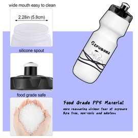 GIFUBOWA Bike Water Bottles 750ml Bicycle Mtb Road Mountain Bottle, Squeeze, Bpa Free Reusable Bike/Outdoors/Sports/Cycling/Running Water Container, 24 Ounce Volume, 2 Pack White