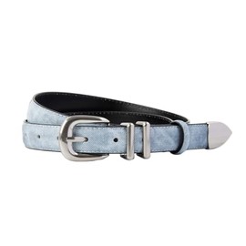 Yuangu Womens Belts for Jeans Dresses Ladies Leather Waist Belt with Silver Buckle (Light Blue Silver, 105cm/Fit Waist 25"-33")