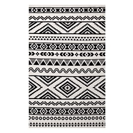 Modway Haku Geometric Moroccan Tribal 5x8 Area Rug With Contemporary Design In Black and White