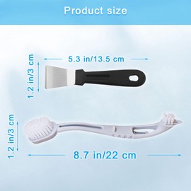 Bird Cage Cleaner Bird Cage Brush with Two Brush Heads Long Handle with Scraper for Cleaning Bird Parrot Cages Kennels Perches (Grey+Black)