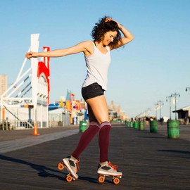 Thajaling 2 Pcs Women's Over Knee Thigh Socks,Triple Stripes High Tights Long Stocking,Soft Stretch Boot Socks for Daily Wear,Cosplay (Burgundy)