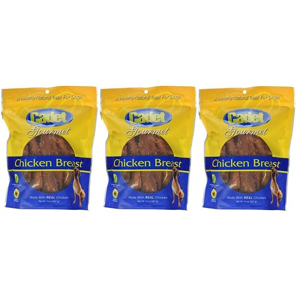 (3 Pack) Cadet Gourmet Chicken Breast Healthy Natural Dog Treats, 14 Ounces Per Bag