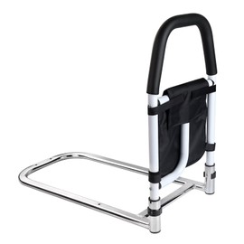 MEDOTS Bed Rails for Elderly Adults, Bed Rails for Elderly Adults Safety, Bed Rails with Non-Slip Handle and Storage Pocke, Fits King, Queen, Full, Twin - 300 lbs, Black, Sliver