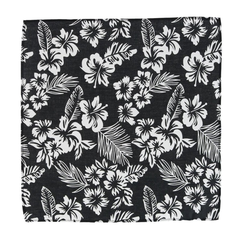 Trafalgar Men's Mana Hawaiian Print Handkerchief (Single), Black