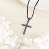 POPLYKE Black Turquoise Cross Necklace for Women 925 Sterling Silver