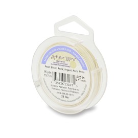 Artistic Wire, 24 Gauge Silver Plated Tarnish Resistant Colored Copper Craft Jewelry Wrapping Wire, Pearl Silver, 15 yd