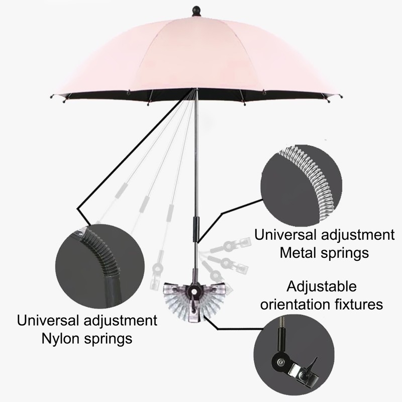 Stroller Sunshade Umbrella Waterproof Lightweight Foldable 8 Bone Stroller Parasol