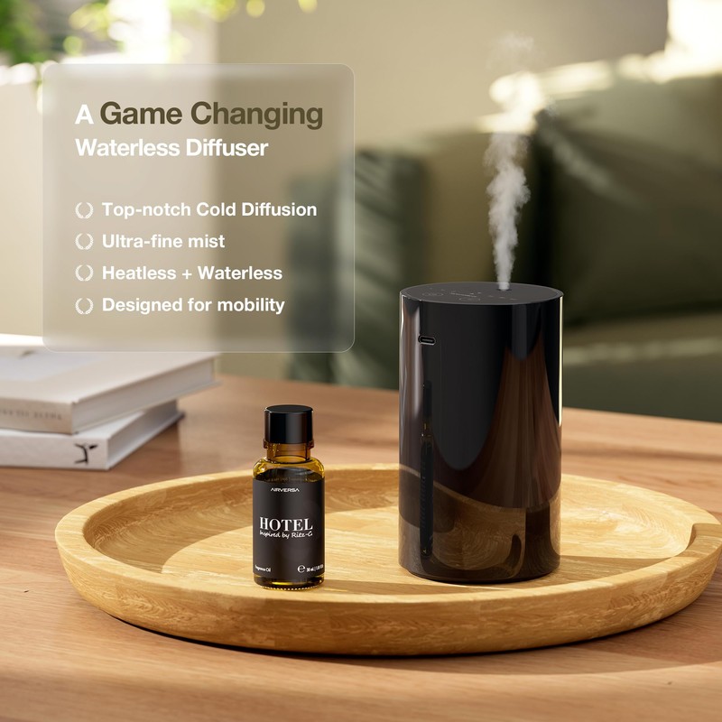 Waterless Essential Oil Diffuser, Battery Operated Aromatherapy Diffuser with 20mL