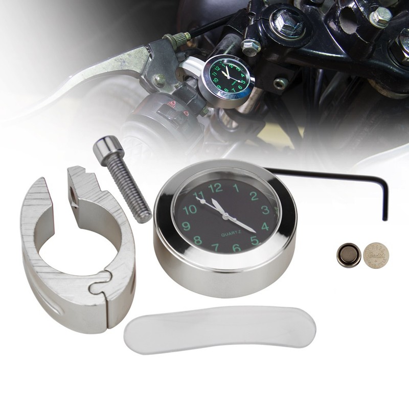 Motorcycle Handlebar Clock, 7/8'' Universal Waterproof Aluminum Alloy Handlebar Quartz
