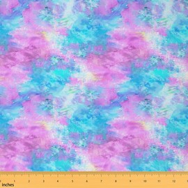 Feelyou Tie Dye Fabric by The Yard, Purple Boho Trippy Upholstery Fabric for Chairs Sofa Couch, Bohemian Gypsy Outdoor Fabric Waterproof, 1 Yard, Colorful