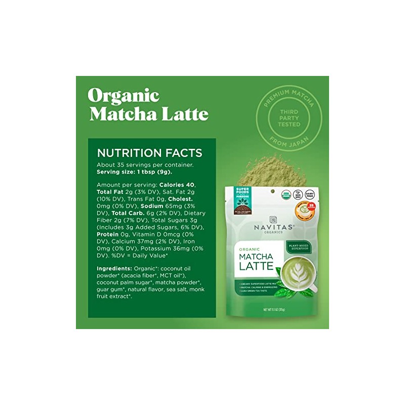 Navitas Organics Mezcla Instantnea para Matcha Latte Una Mezcla