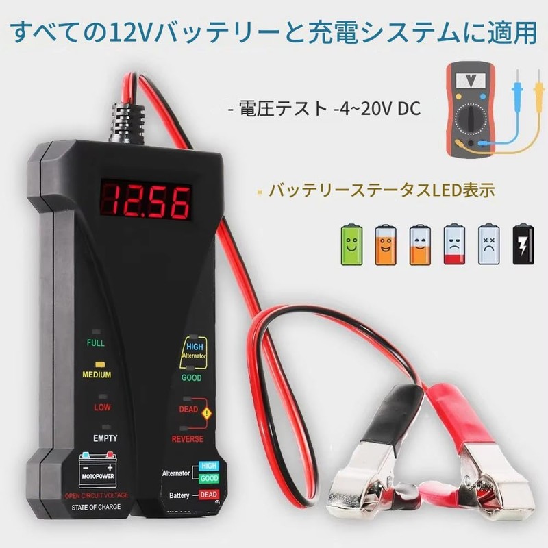 Zmart V Smart Digital batteritesuta Voltage Meter, Alternator Analyzer, Motorcycles,