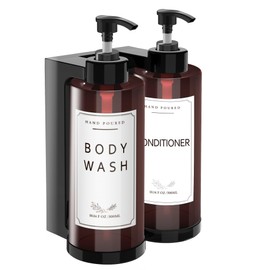 Jewaytec Plastic Soap Dispenser，Wall Mount Shower Pump，No-Drill Wall Mounted Shower Soap Dispenser，Shampoo and Conditioner Dispenser Modern Refillable Shampoo Pump Bottles for Shower Soap