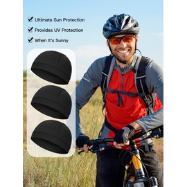 SATINIOR 9 Pieces Helmet Liner Skull Caps Sweat Wicking Cycling Skull Hat Cooling Beanie Hat for Men Women Running Cycling Surfing Doing Sports (Black)