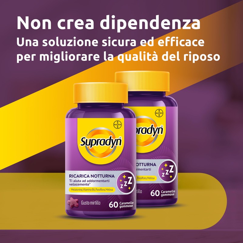 Supradyn Ricarica Notturna, Melatonina Per Dormire, con Vitamina B6, Passiflora
