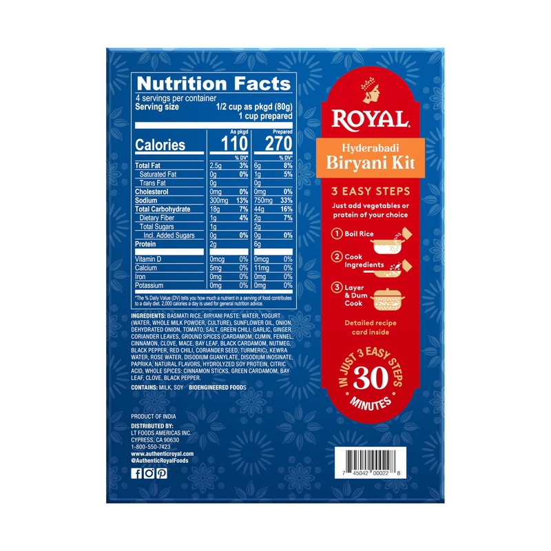 Royal Hyderabadi Biryani Kit - Authentic White Basmati Rice, Biryani