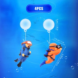 KINBOM 4 Pack Fish Tank Diver Decorations, Aquarium Diver Ornament Cute Little Diver Floating Fish Tank Decorations for All Kinds of Aquarium Fish Tanks