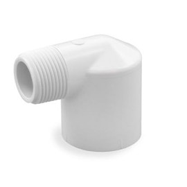 PVC 90 Degree Elbow Pipe Connector – MIP Male Pipe Thread x Slip Socket (1"Socket x 3/4"MIP)