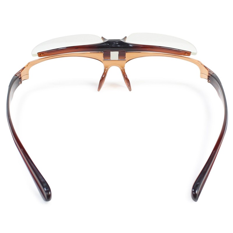 パール 跳ね上げ 老眼鏡 リーディンググラス ブルーライトカット CSTADO スクエア ブラウン +1.0 度数