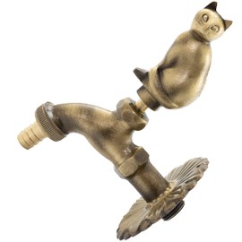 AERZETIX - C60250 - Wall-Mounted Sink Tap 1/2 Inch "Cat" Motif Antique Retro Decorative - Plumbing Fountain Ornament Bathroom Vintage Garden Fitting