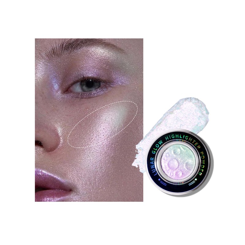 Erinde Glitter Highlighter Powder, LunarGlow Multi-Chrome Luminizer, Sparkling 3D Pearl,