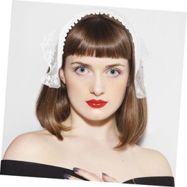 Baluue French Inspired Lace Headscarf Hairband for Women Soft and Durable Countryside Style Scarf Headband Elegant White Triangle Bonnet for Beach Vacation and Romantic Looks