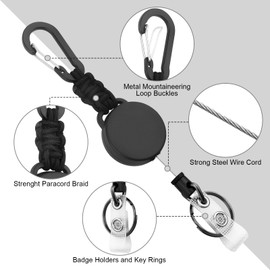 levateeta Retractable Keychain 4 Pack Heavy Duty Key Rings Retractable Lanyard Badge Holder with Steel Cord Carabiner ID Holder Lanyard Retractable Key Fob Key Ring