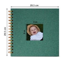 Scrapbook Linen Photo Album Memory Book 20.5 x 20.5 cm with Hard Cover White Pages Guest Baby Book for Wedding Travel Christmas (20 Sheets / 40 Pages, Dark Green)