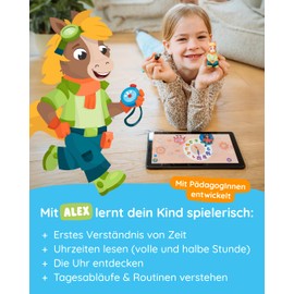 Edurino Edurino Figur Alex Die Uhr Lernen ab 4 Jahren inkl. App | Innovatives und digitales Lernspiel | Erstes Verständnis von Zeit | Tagesabläufe & Routinen | Uhrzeiten lesen (volle und halbe Stunde)