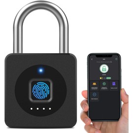 Padlock Fingerprint, Eseesmart Lock Fingerprint, Bluetooth Fingerprint iOS Watch, Waterproof Padlock for Gym, Luggage, Warehouses, Cargo Car, Garage, Locker