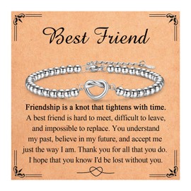 EYQV Best Friend Gift for Women Girls, Heart Knot Best Friend Bracelet, Friendship Gifts for Birthday Christmas Graduation Back to School