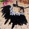 YAZILIND Unique Design Charming Black Feather Bib Collar Statement Necklace