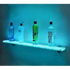 Floating Wall Lighted Liquor Bottle Display Shelf with LED Color Changing Lights 28"