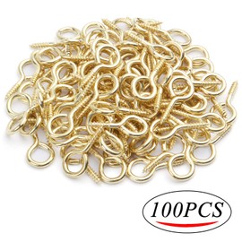 BronaGrand 100pcs 25mm (1 Inch) Small Screw Pins Hooks Screw in Hooks for Hanging Crafts Decoration Cups,Gold
