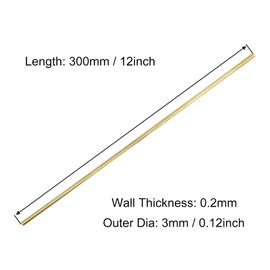 VictorsHome Brass Round Tube, 3mm OD 0.2mm Wall Thickness 300mm Length Metal Seamless Straight Tubing for DIY Crafts Model 3pcs