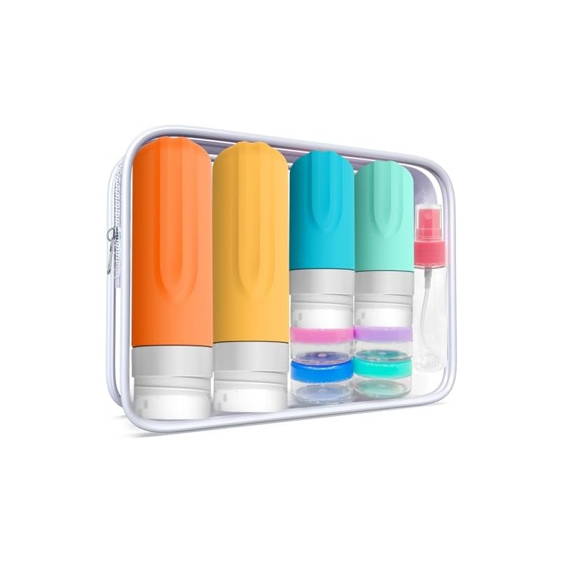 Set 17 Botellas de Viaje Silicona Colores Vibrantes