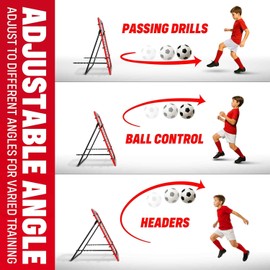 Soccer Rebounder Rebound Net, Kick-Back 3X3FT | Football Training Gifts, Aids & Equipment for All Ages, Portable, 6 Adjustable Angles