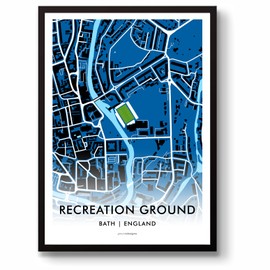 GroundDesigns BATH RUGBY Union Gift RECREATION GROUND Stadium Art Unframed A3 Print Map