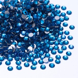 Meibite Capri Blue Flatback Rhinestones, Glass Rhinestones for Nail Art and Craft, Glue Fix, Loose Crystal Gemstones(Capri Blue, SS8, 1440pcs, 2.3-2.5mm)
