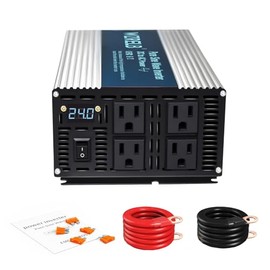 WZRELB 2000W Pure Sine Wave Inverter 24V DC to 110V 120V AC Power Converter with LED Display, Off-Grid Portable Power Inverter with 4 AC Outlets for Home, RV, Truck, Camping